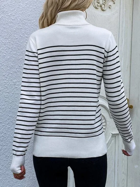 French Connection Striped Turtleneck Sweater L - Picture 3 of 5